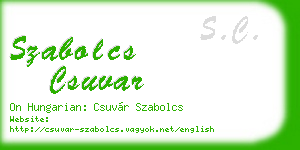 szabolcs csuvar business card